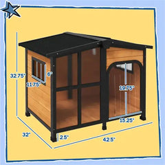 Deluxe Outdoor Dog Villa - Weatherproof & Spacious