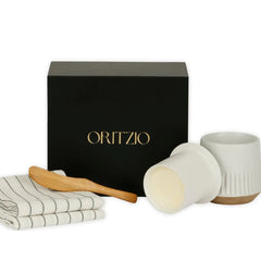 Luxury French Butter Crock Gift Set – Perfect Housewarming Gift Wedding Gift or Holiday Gift Idea | Elegant Ceramic Butter Keeper with Premium Tea Towels & Olivewood Spreader in Gift-Ready Box